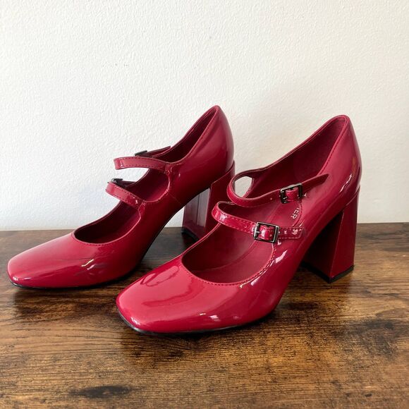 Marc Fisher Red Chunky Heel Pumps 7.5 - Picture 2 of 7